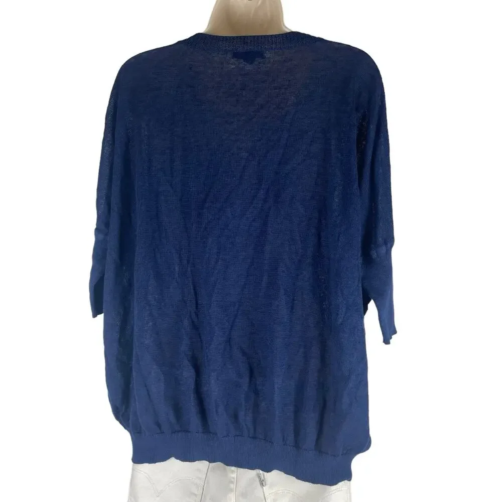 J. Crew Batwinged Crew Neck Sweater 3/4 Sleeve Blue Size XS
